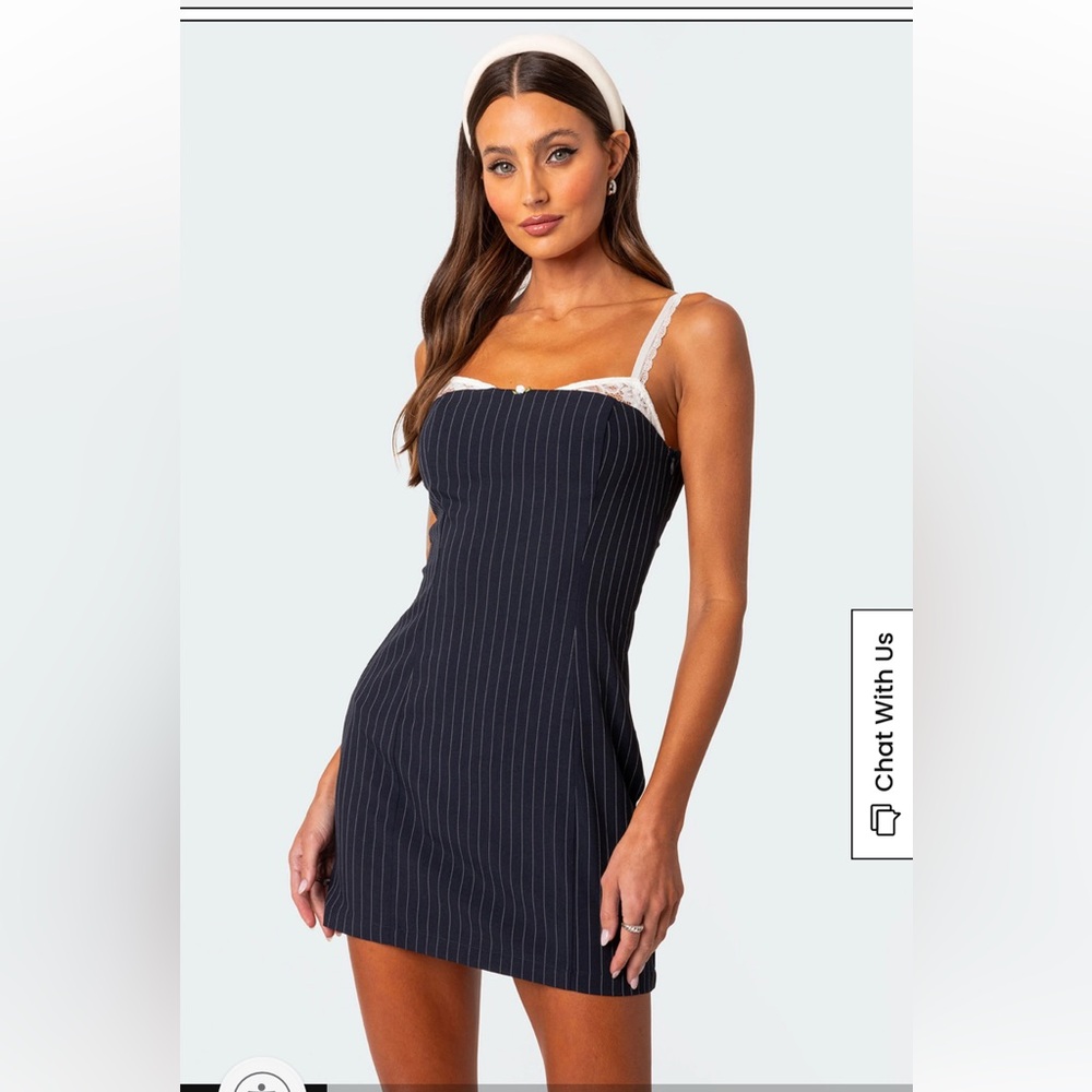Edikted Pinstripe Bra Detail Mini Dress